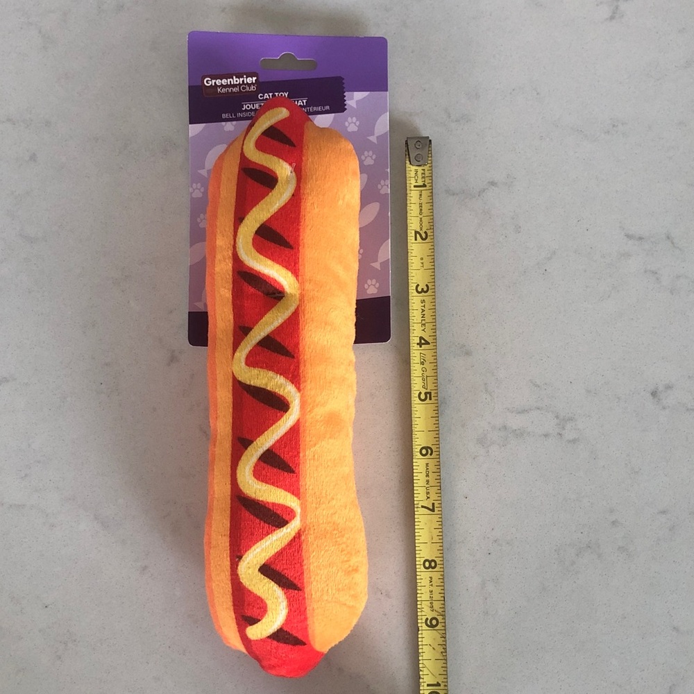 Hot Dog Cat Kicker Toy - Orange and Red
